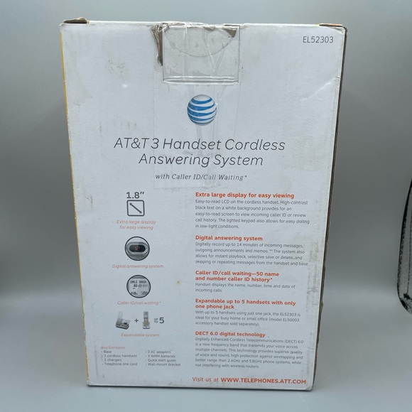 AT&T 3 Handset Cordless Answering System with Caller ID Warning EL5203 - Picture 2 of 7